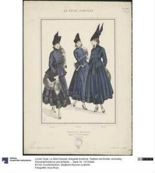 Le Style Parisien: Elegante Kostüme, Textilien von Rodier, rückseitig Schneiderkostüme und einfache Blusen