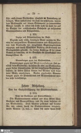 Zehnte Abtheilung. von der Geschäftsführung der Stadtverordneten