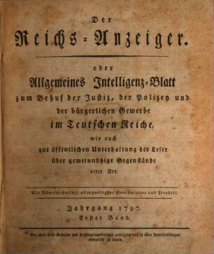 Kaiserlich privilegirter Reichs-Anzeiger. 1797, 1