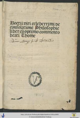De consolatione philosophiae. Mit Kommentar des Pseudo-Thomas de Aquino
