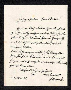 Brief von Ferdinand Krauss an R. v. Koenig