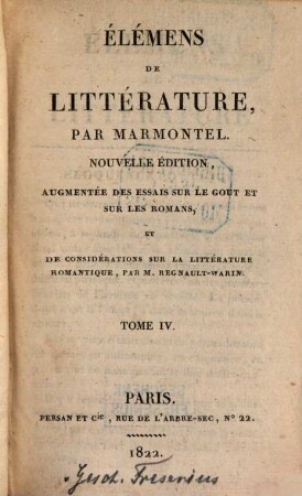 Élémens de Littérature, 4 (1822)