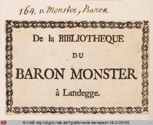 Exlibris des Barons von Monster