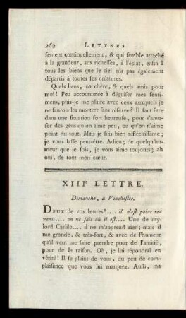 XIIIe Lettre. Dimanche, à Vinchester.