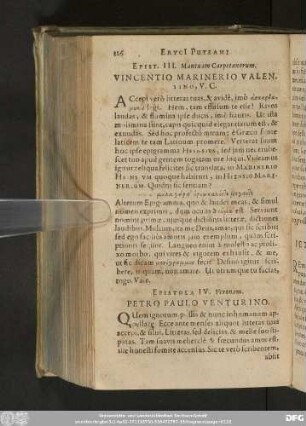 Epistola IV. Veronam. Petro Paulo Venturino.
