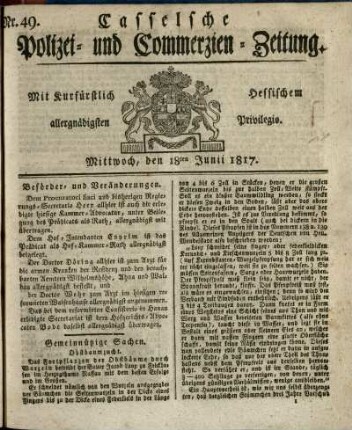 Nr. 49, Mittwoch, den 18ten Junii 1817
