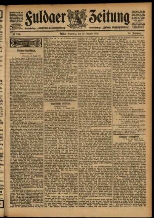 Zweite Ausgabe vom Samstag, den 29. August 1903.