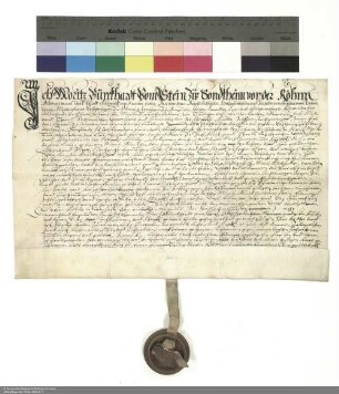 Revers Moritz Burkhards vom Stein zu Sondheim vor der Rhön bezüglich der Belehnung mit einem Hof in Rannungen durch Maximilian [III. Erzherzog von Vorderösterreich], kaiserlicher Kommissar des Klosters Fulda
