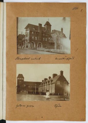 Estate Office, London-Hampstead / Schule, London-Golders Green: Ansichten (aus: Skizzen- und Fotoalbum 26)