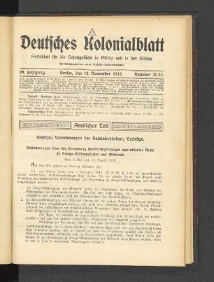 15. November 1918. Nummer 21/22.