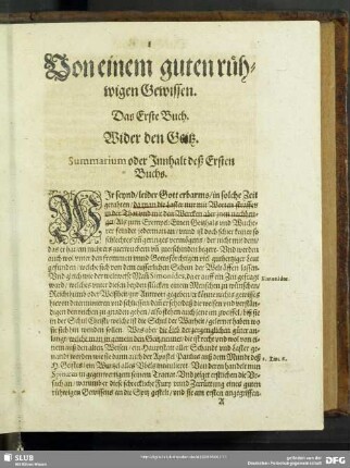 Das Erste Buch. Wider den Geitz