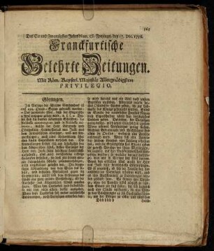 Num. CI. Freytags, den 17. Dec. 1756 - Num. CV. Freytags, den 31. Dec. 1756