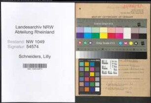 Entnazifizierung Lilly Schneiders , geb. 16.10.1884 ()