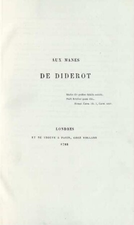 Aux manes de Diderot