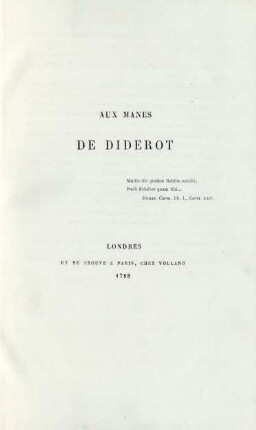 Aux manes de Diderot