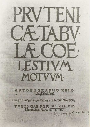 Prutenicae Tabulae Coelestium Motuum