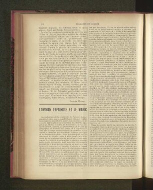 L'Opinion Espagnole Et Le Maroc.