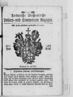 14tes Stück, Ausgabe vom 4. April 1770