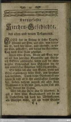 Kurtzgefaßte Kirchen-Geschichte, des alten und neuen Testaments
