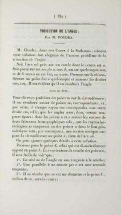 Trisection de l'angle.