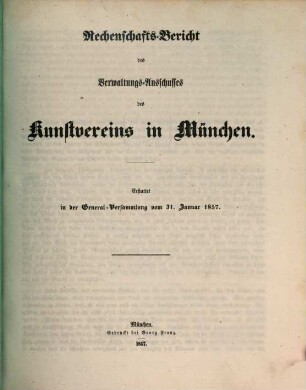 Rechenschafts-Bericht. [1856] (1857)