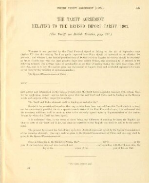 The tariff agreement relating to the revised import tariff, 1902