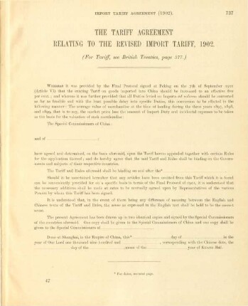 The tariff agreement relating to the revised import tariff, 1902