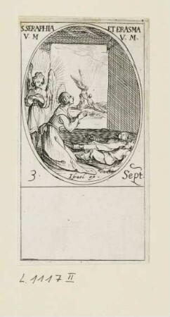September - Heilige Serapia und Heiliger Erasmus, Blatt 78 der Folge "Les images de tous les saincts et saintes de l'année"
