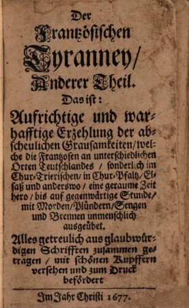 Der frantzösischen Tyranney anderer Theil