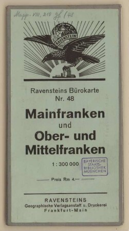 Ravensteins Bürokarte Mainfranken und Ober- und Mittelfranken
