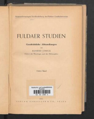3: Fuldaer Studien : geschichtliche Abhandlungen