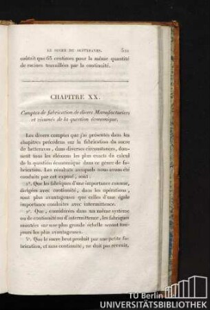 CHAPITRE XX. Comptes de fabrication de divers Manufacturiers et résumés de la question économique.