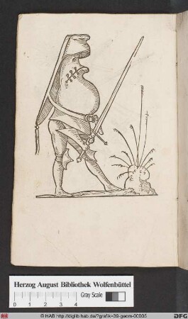 Rabelais, Les Songes Drolatiques de Pantagruel, IV [Karikatur eines Soldaten]