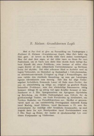 R. Nielsen: Grundideernes Logik