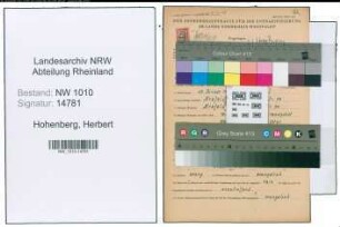 Entnazifizierung Herbert Hohenberg , geb. 23.01.1910 (Verw.Angestellter)