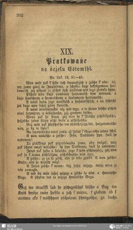 XIX. Pṙatkowaṅe na ṅeżelu Estomihi