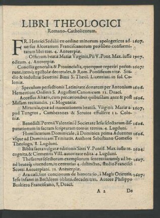 Libri Theologici Romano-Catholicorum.