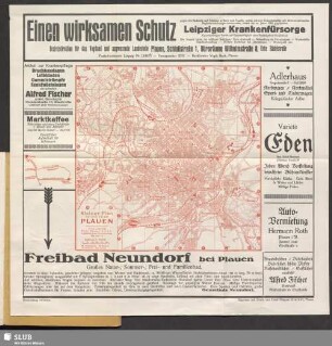 Kleiner Plan der Kreisstadt Plauen