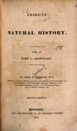 American natural history, 2. Mastology