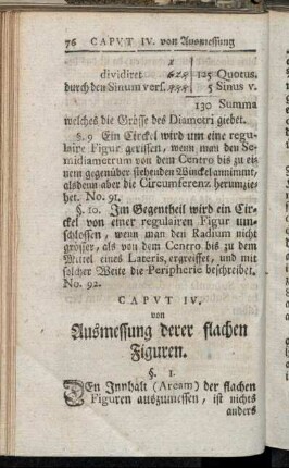 Caput IV. von Ausmessung derer flachen Figuren.