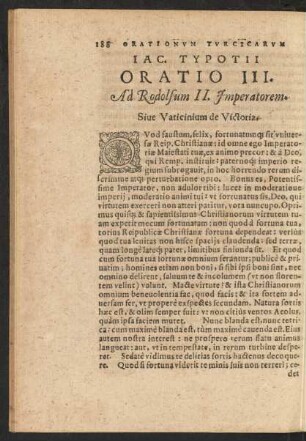 Jac. Typotii Oratio III. Ad Rudolfum II. Imperatorem.