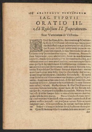 Jac. Typotii Oratio III. Ad Rudolfum II. Imperatorem.