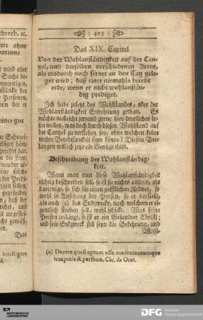 Das XIX. Capitel. Von der Wohlanständigkeit auf der Cantzel, und derselben verschiedenen Arten...