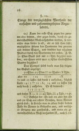 Einige der vorzüglichsten Vortheile der einfachen und zusammengesetzten Reguladetri