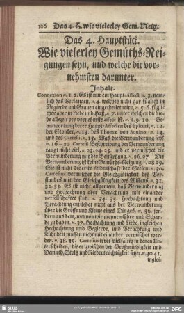 Das 4. Hauptstück. Wie vielerley Gemüths-Neigungen seyn, und welche die vornehmsten darunter