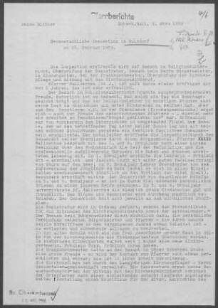 Sulzdorf mit Oberscheffach: Inspektionsbericht 1959