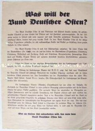 Programmatisches Flugblatt des Bundes Deutscher Osten