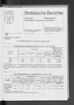 Die Hochbautätigkeit in Hamburg im April 1976 : Lfd. Nr. 14