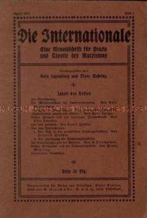 Sozialistische Zeitschrift begründet von Rosa Luxemburg und Franz Mehring, Jg. 1915