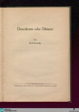 Demokratie oder Diktatur